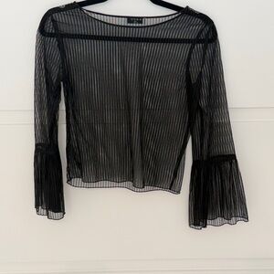 Babaton Sheer Black Blouse with Stripes